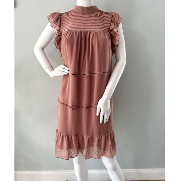 Who What Wear Dusty Rose Pink Chiffon Tier Dress size M Romantic Coquette Style - Picture 1 of 7
